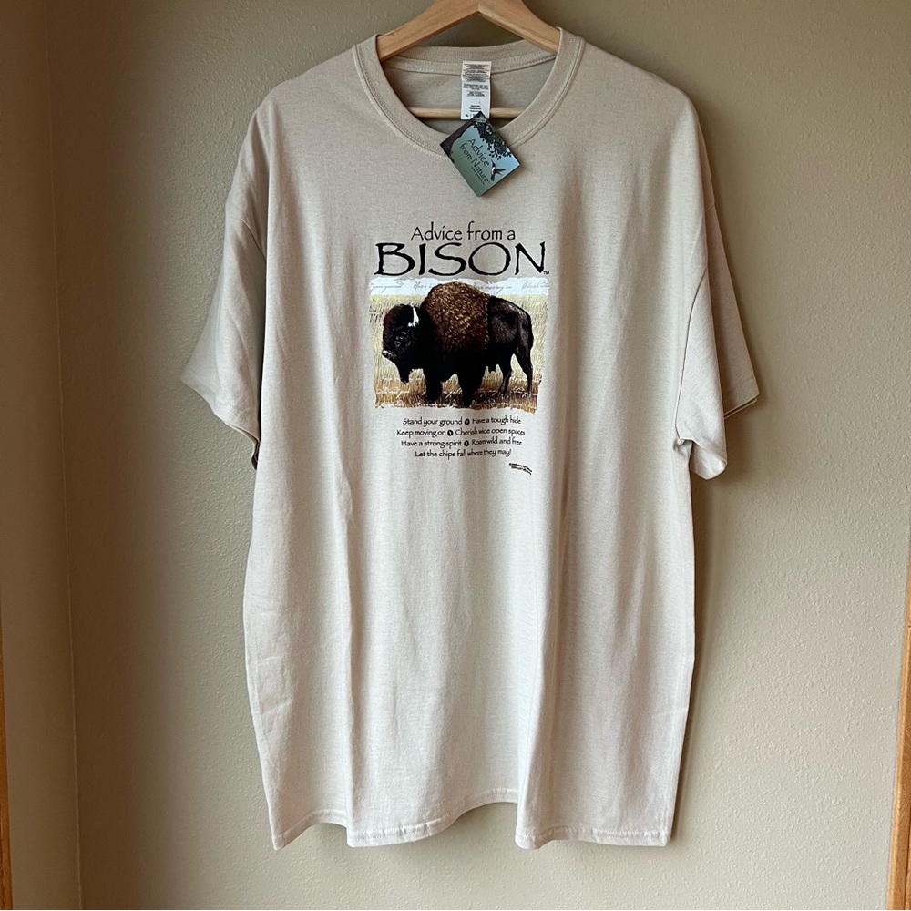 Bison Nature T-shirt 2009 Mens XL NEW Cream Your True Nature Outdoor 100% Cotton